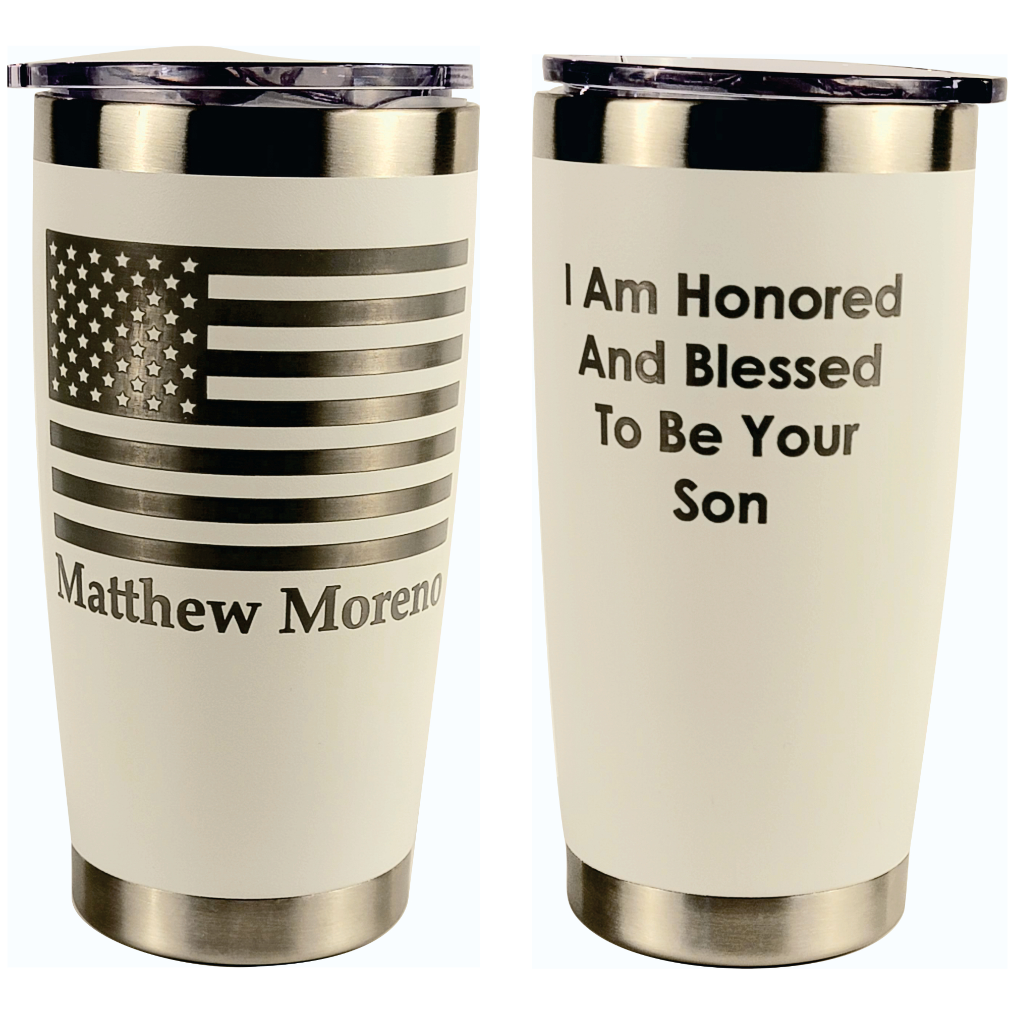 Personalized Flag Tumbler with Dedication